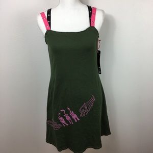 Evil Kitty Funny Sleeveless Green Mini Dress